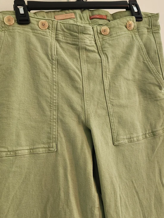 Pilcro Anthropilogie Kit High-Rise Wide-Leg Utility Trousers Sage Green 32 Tall - Picture 11 of 16